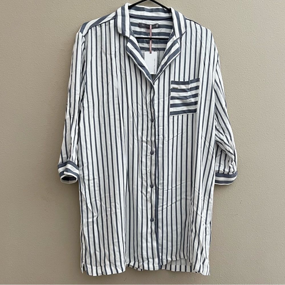 Pretty little you London NWT night shirt pajamas small 4-6 gray striped